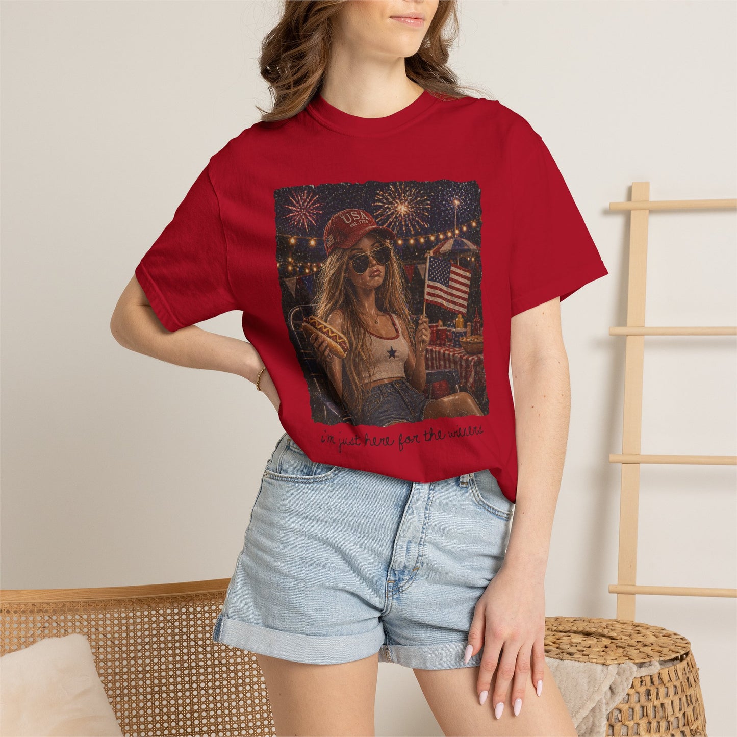 "I’m Just Here for the wieners" Patriotic Fireworks T-Shirt