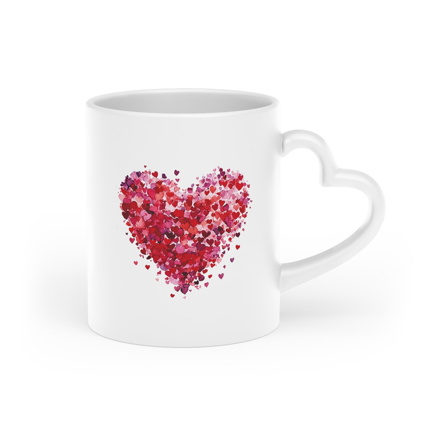Heart-Shaped Mug — "Loved Teacher" Valentine’s Day Mug with Pink Heart Pattern