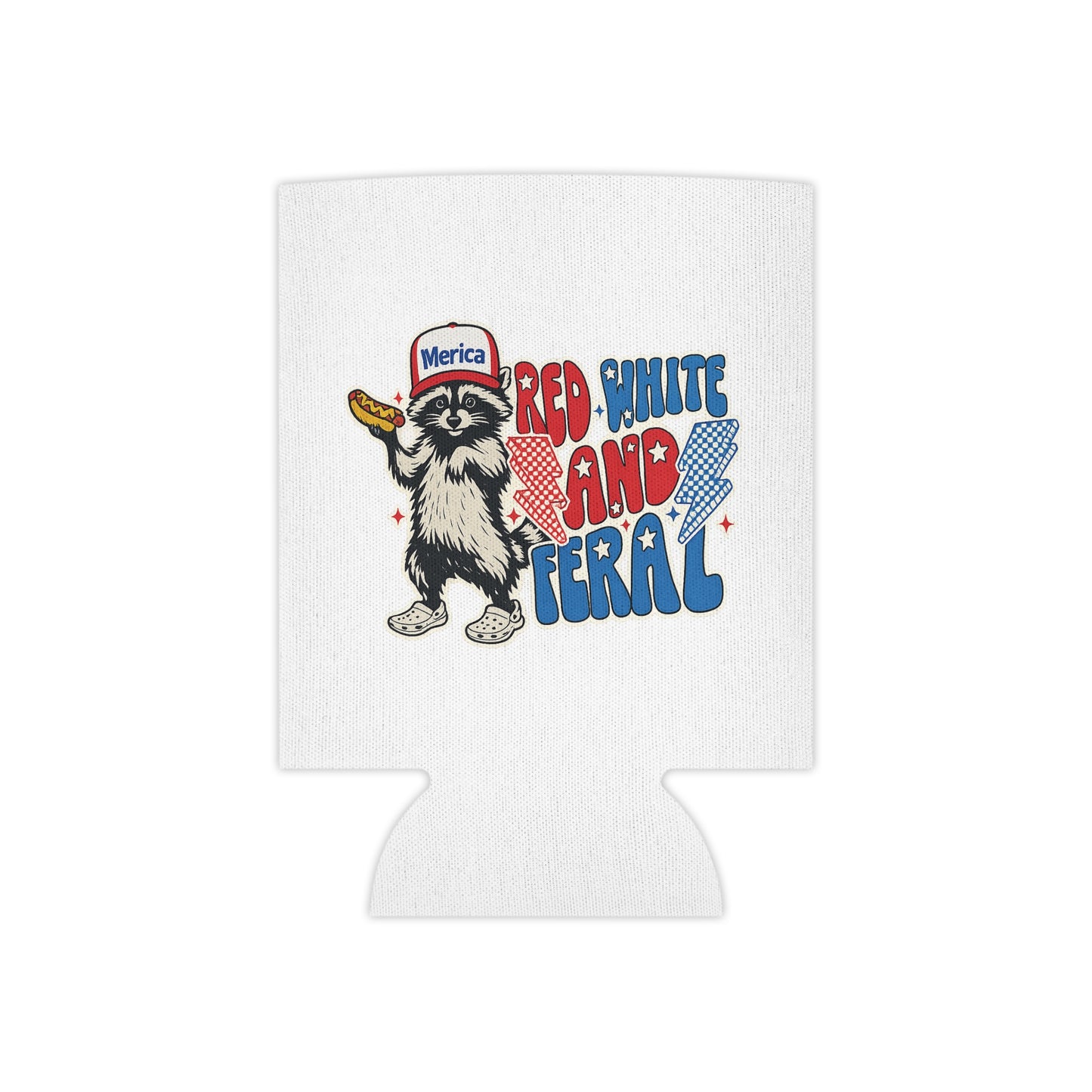 Can Cooler — "Red, White and Feral" Patriotic Cat Beer Koozie