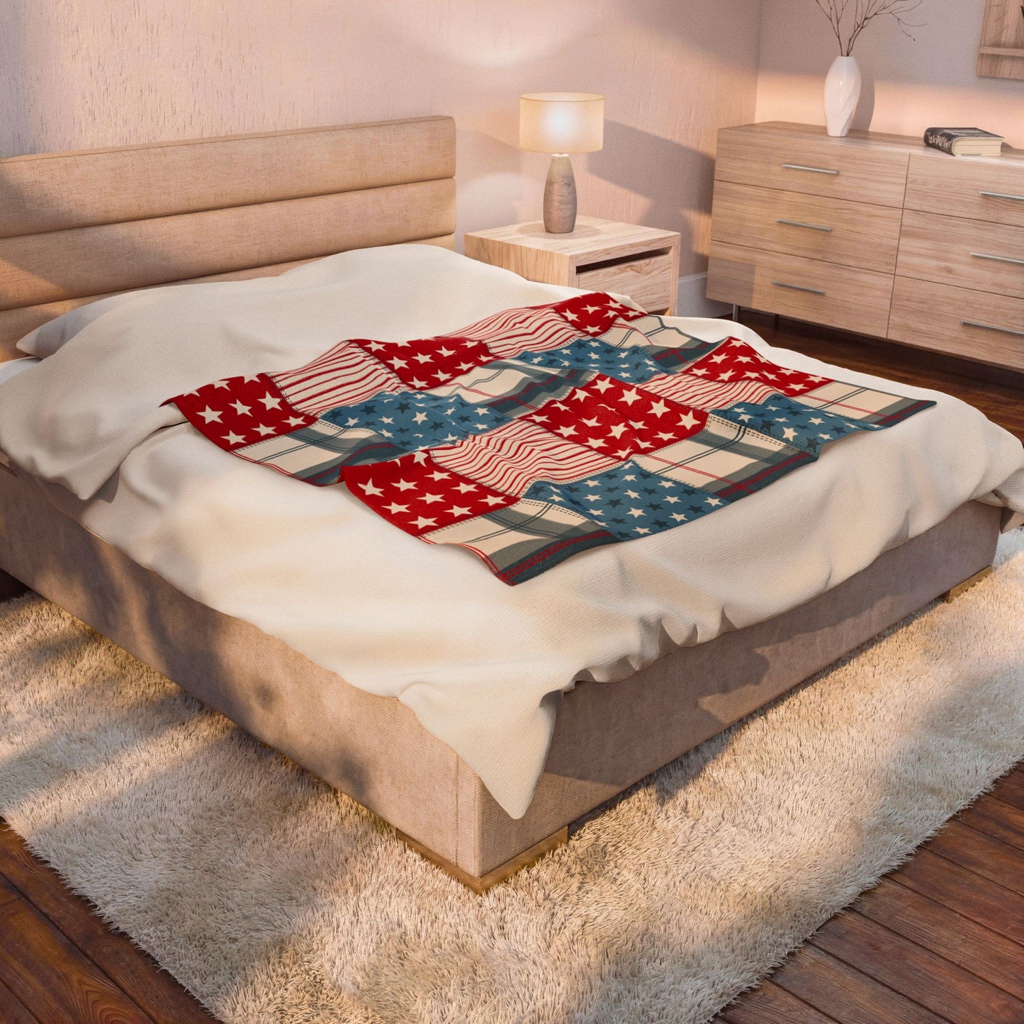 American Patchwork Star Velveteen Plush Blanket