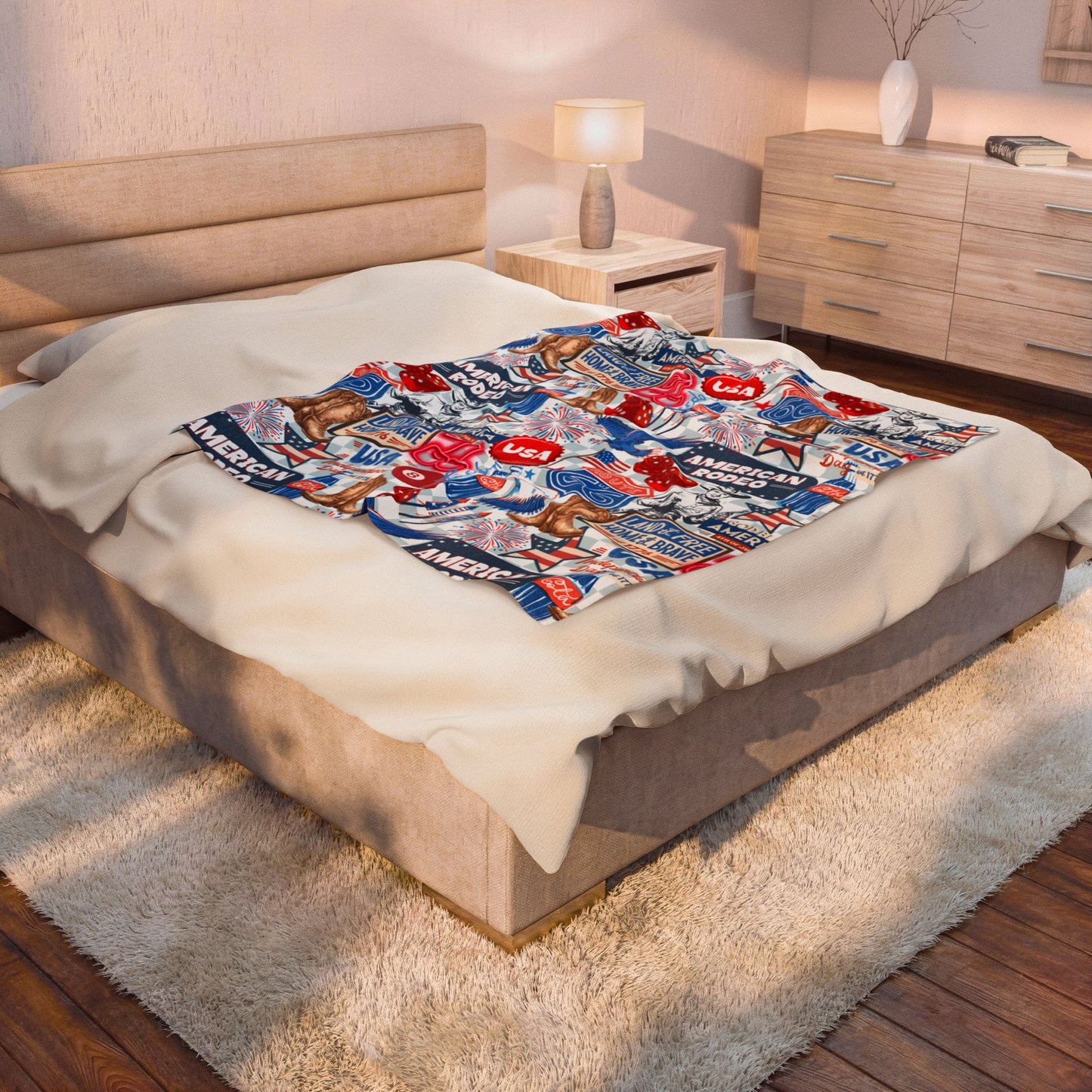 American Rodeo Velveteen Plush Blanket