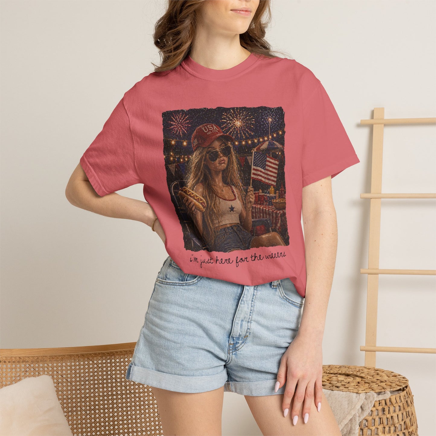 "I’m Just Here for the wieners" Patriotic Fireworks T-Shirt