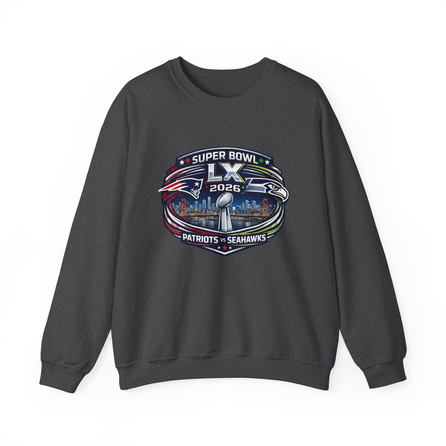 Super Bowl LX 2026 Patriots vs Seahawks Crewneck Sweatshirt