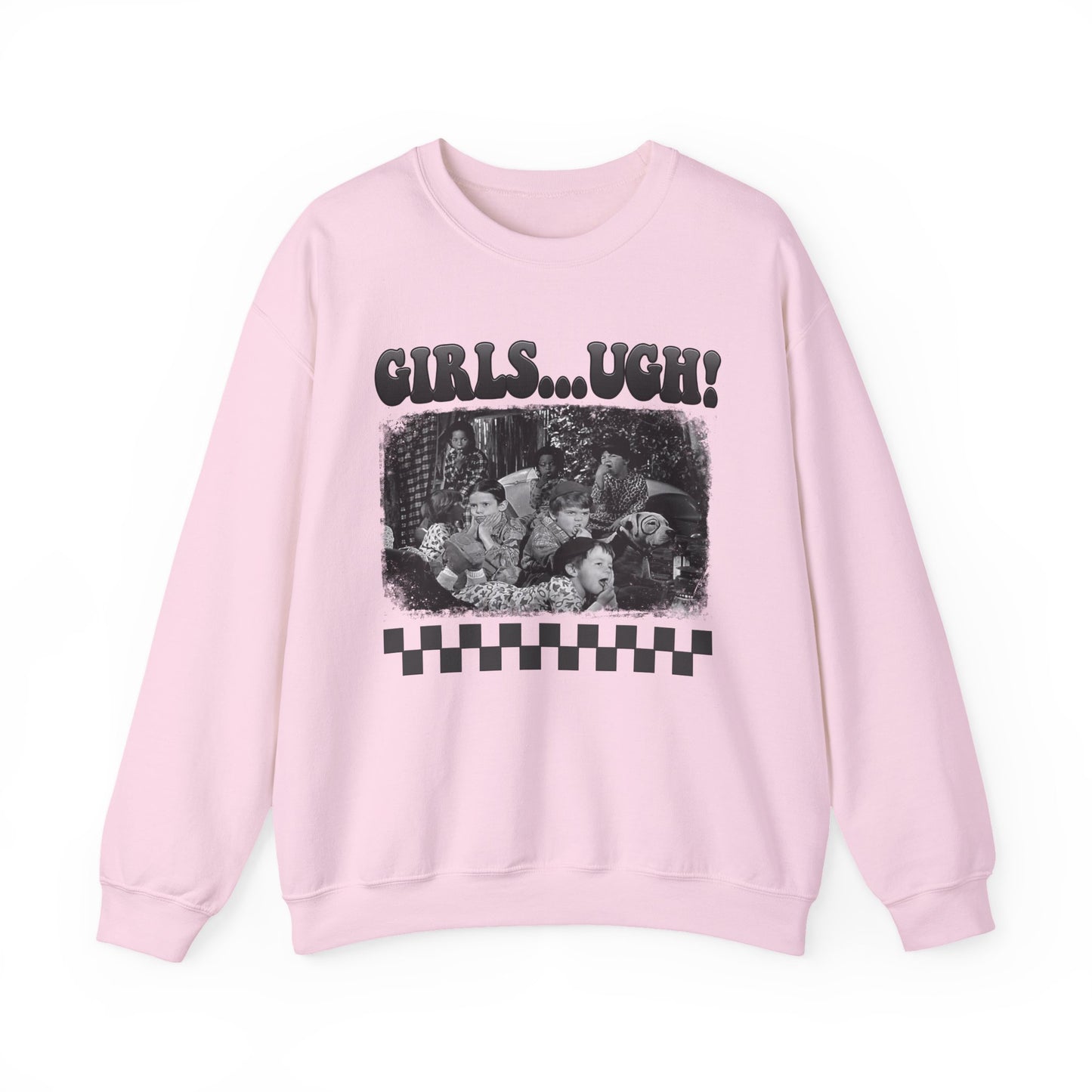 Crewneck Sweatshirt — 'GIRLS...UGH!' Retro Grunge Graphic Pullover