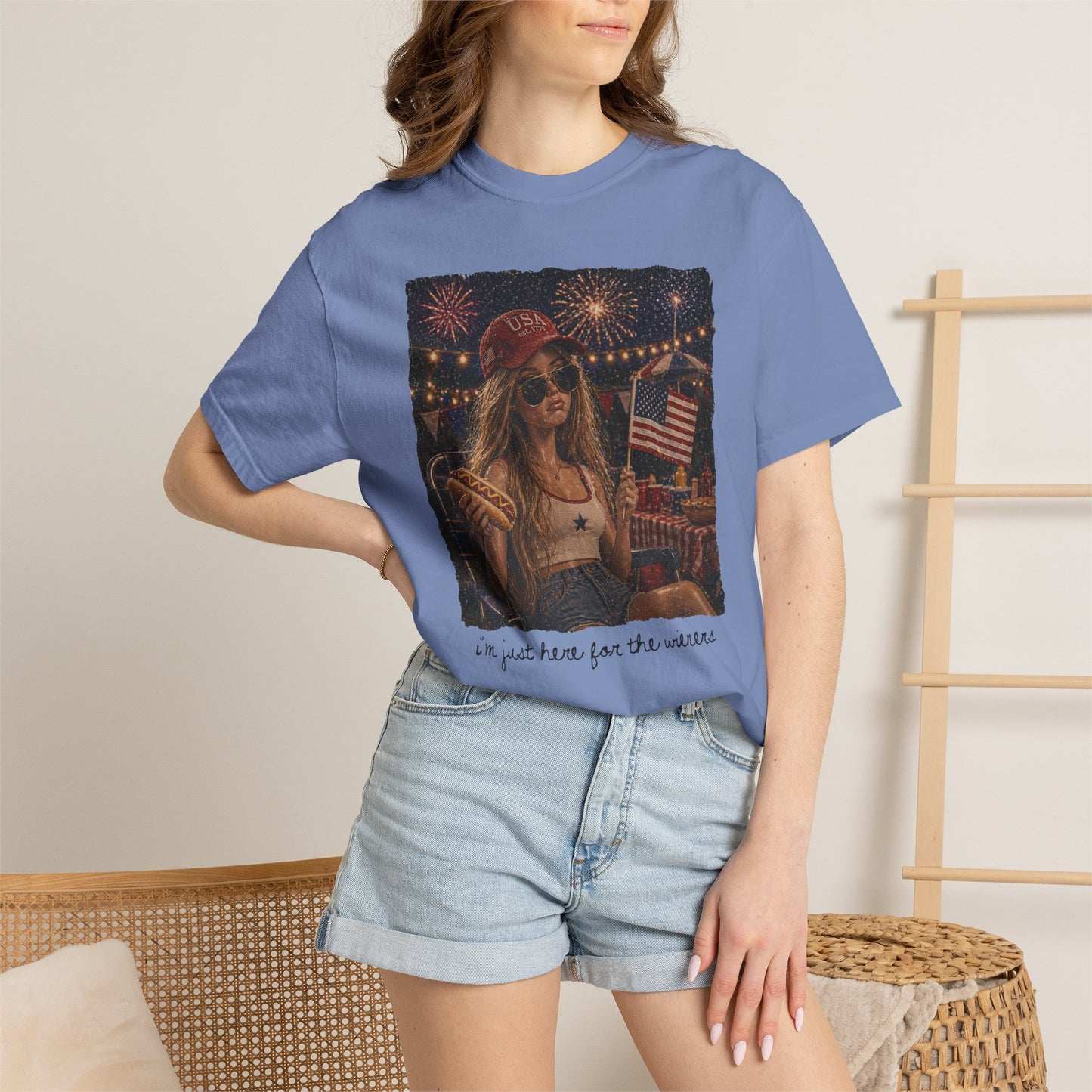 "I’m Just Here for the wieners" Patriotic Fireworks T-Shirt