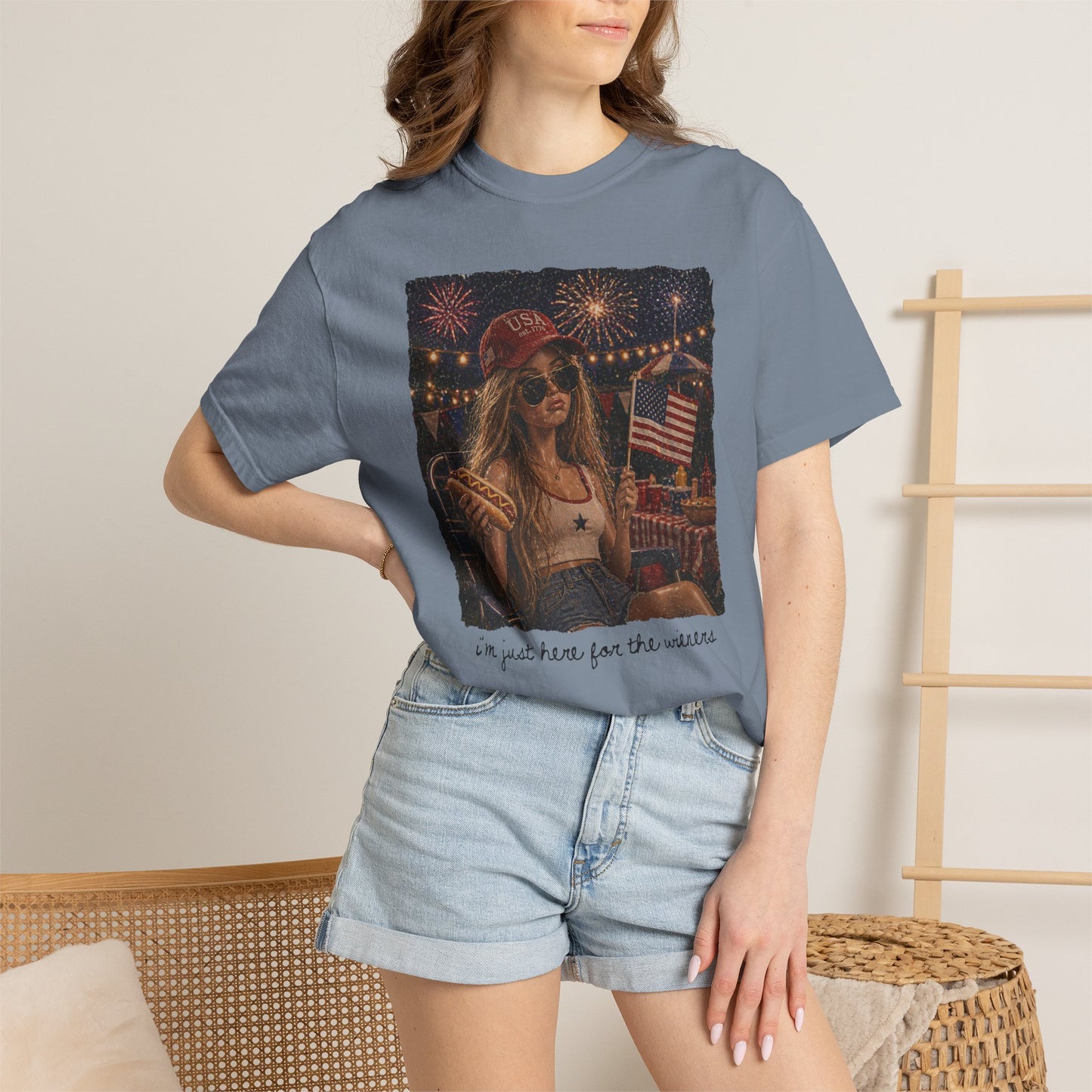 "I’m Just Here for the wieners" Patriotic Fireworks T-Shirt