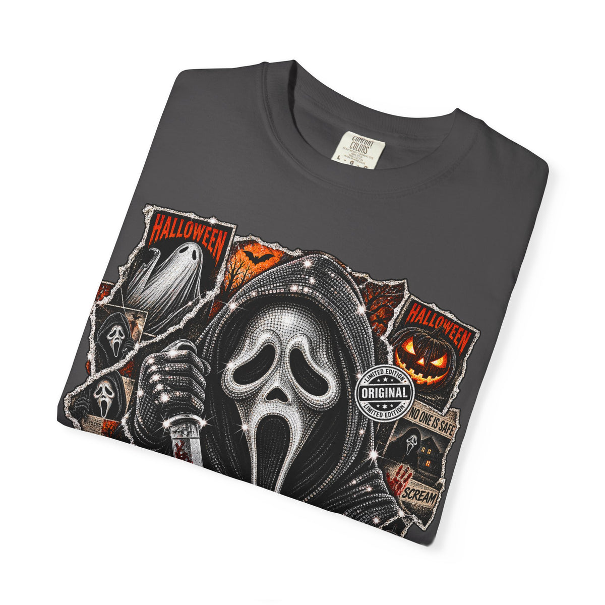 Scream Mask Halloween T-Shirt — Horror Ghost Face & Pumpkins Graphic Tee