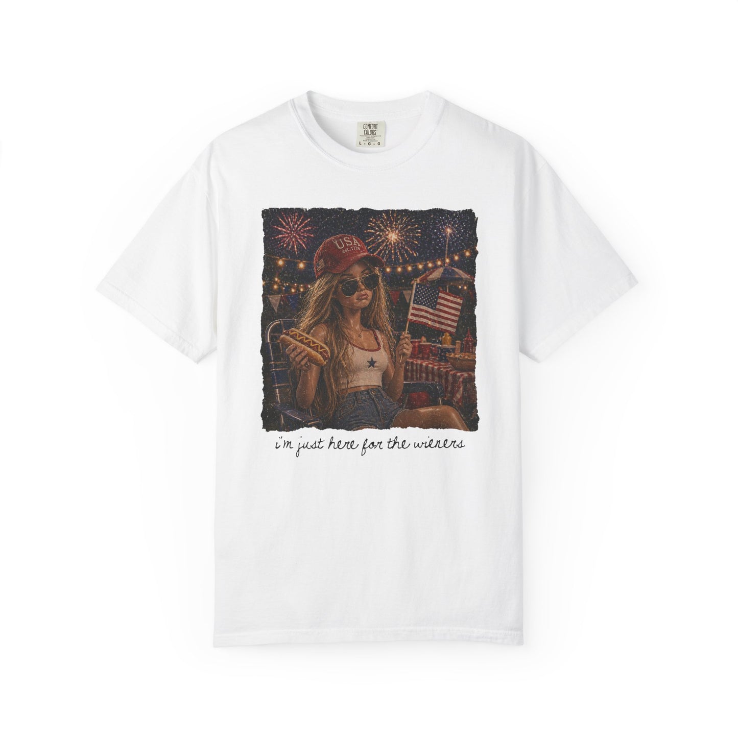 "I’m Just Here for the wieners" Patriotic Fireworks T-Shirt