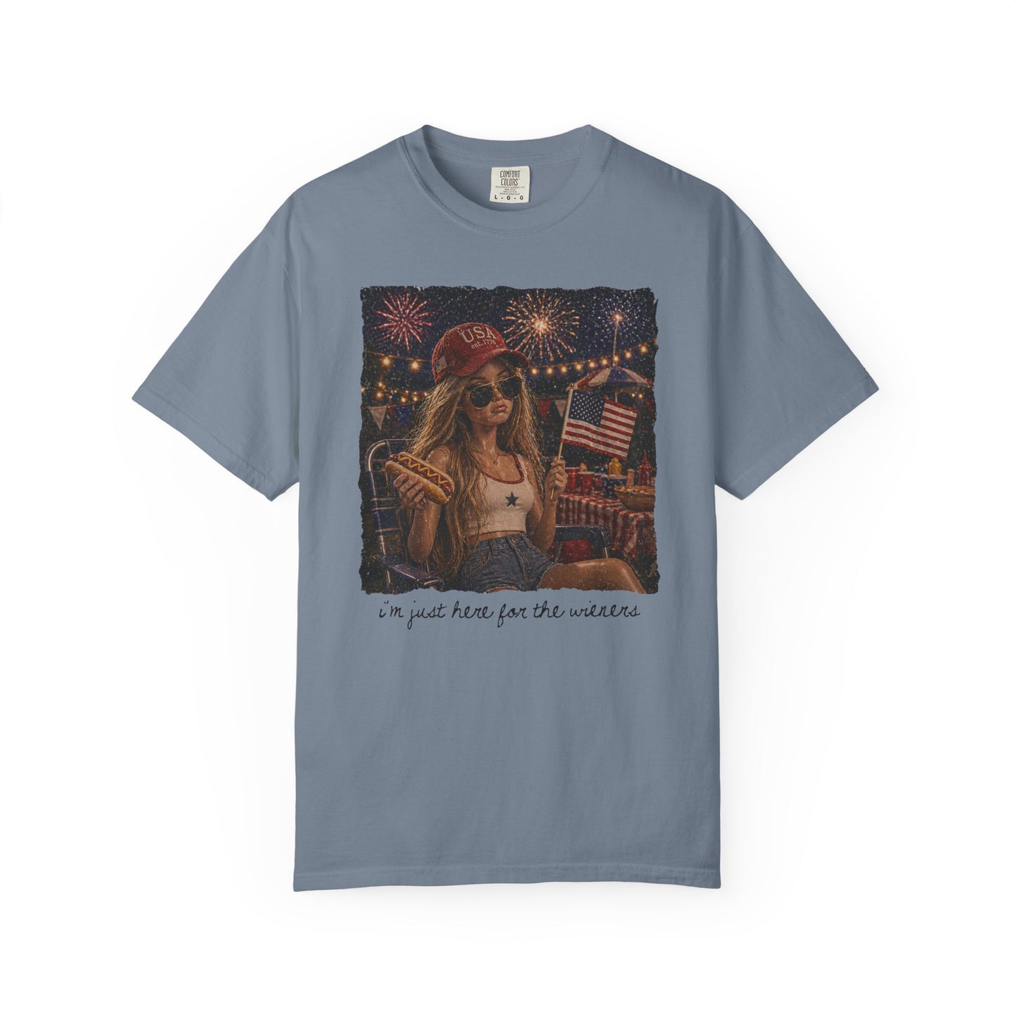 "I’m Just Here for the wieners" Patriotic Fireworks T-Shirt