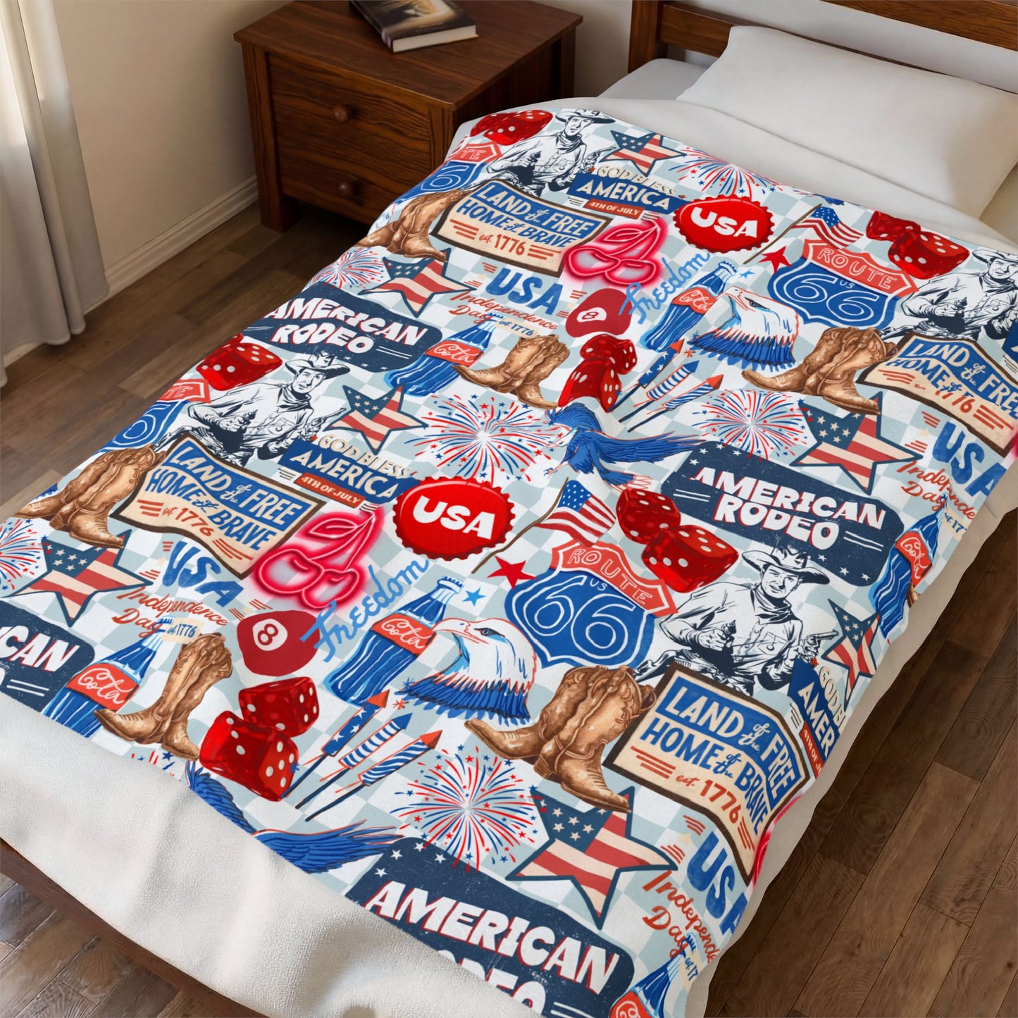 American Rodeo Velveteen Plush Blanket