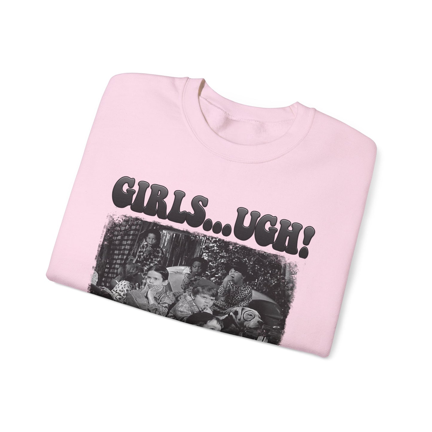 Crewneck Sweatshirt — 'GIRLS...UGH!' Retro Grunge Graphic Pullover