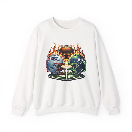 Football Rivalry Crewneck Sweatshirt – Flaming Helmets Graphic