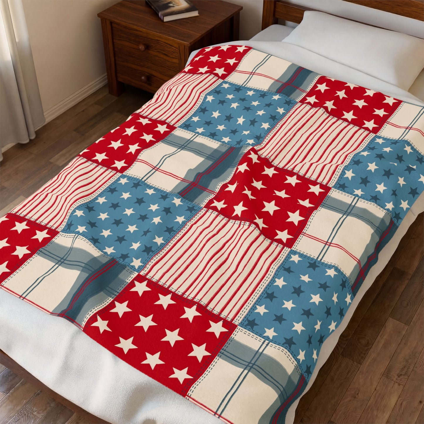 American Patchwork Star Velveteen Plush Blanket