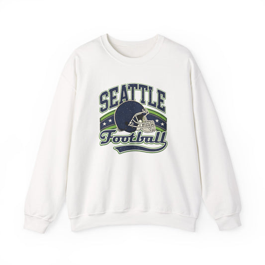 Seattle Football Crewneck Sweatshirt — Vintage Helmet Graphic