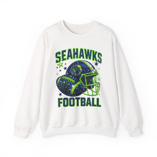 Seahawks Football Crewneck Sweatshirt — Vintage Helmet Graphic