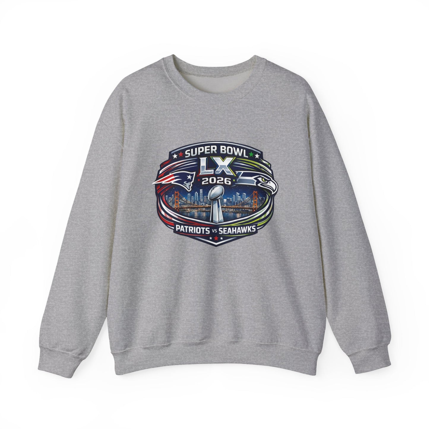 Super Bowl LX 2026 Patriots vs Seahawks Crewneck Sweatshirt