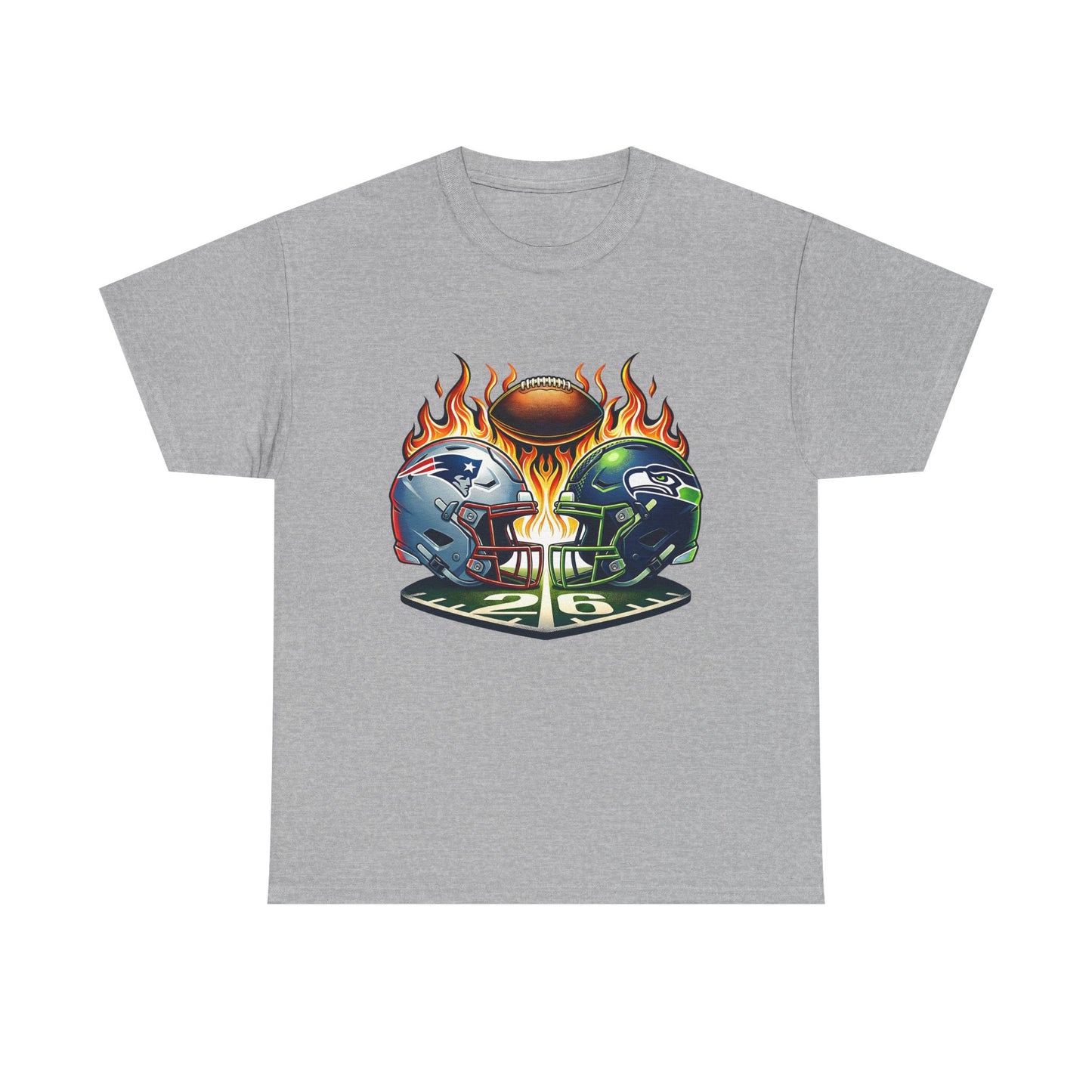 Football Rivalry T-Shirt — Flaming Helmets & Trophy Game Day Tee