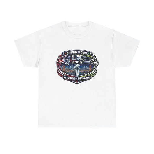 Super Bowl LX 2026 Patriots vs Seahawks T-Shirt — Championship Game Fan Tee