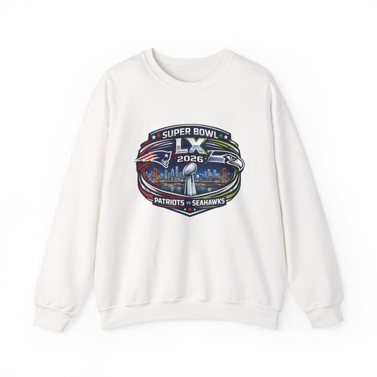 Super Bowl LX 2026 Patriots vs Seahawks Crewneck Sweatshirt