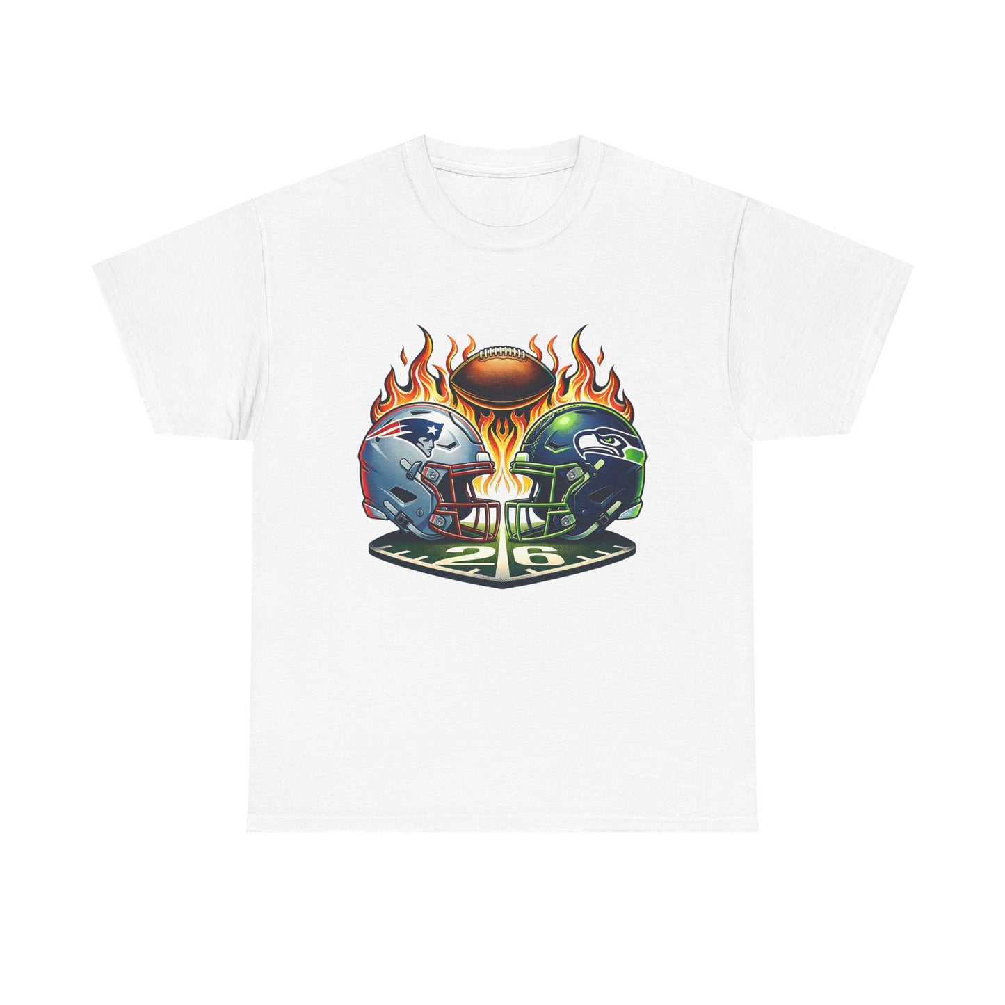 Football Rivalry T-Shirt — Flaming Helmets & Trophy Game Day Tee