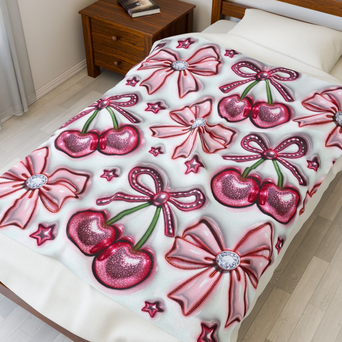 Cherry Bow Plush Blanket