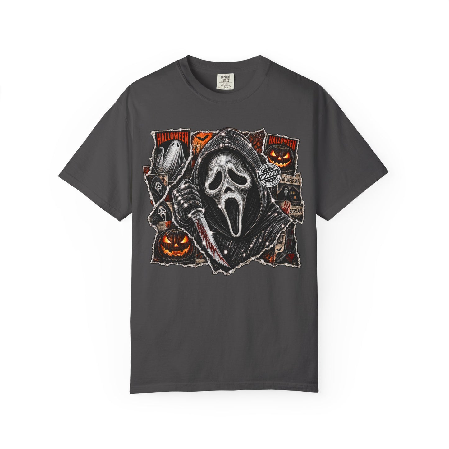 Scream Mask Halloween T-Shirt — Horror Ghost Face & Pumpkins Graphic Tee