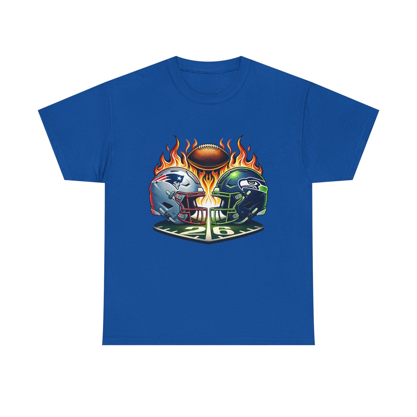 Football Rivalry T-Shirt — Flaming Helmets & Trophy Game Day Tee