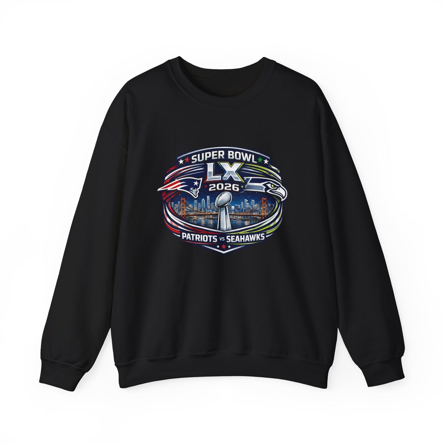 Super Bowl LX 2026 Patriots vs Seahawks Crewneck Sweatshirt