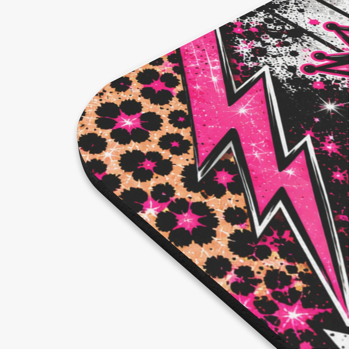 Personalized Pink Leopard Kitty Baseball Mouse Pad — Custom Name