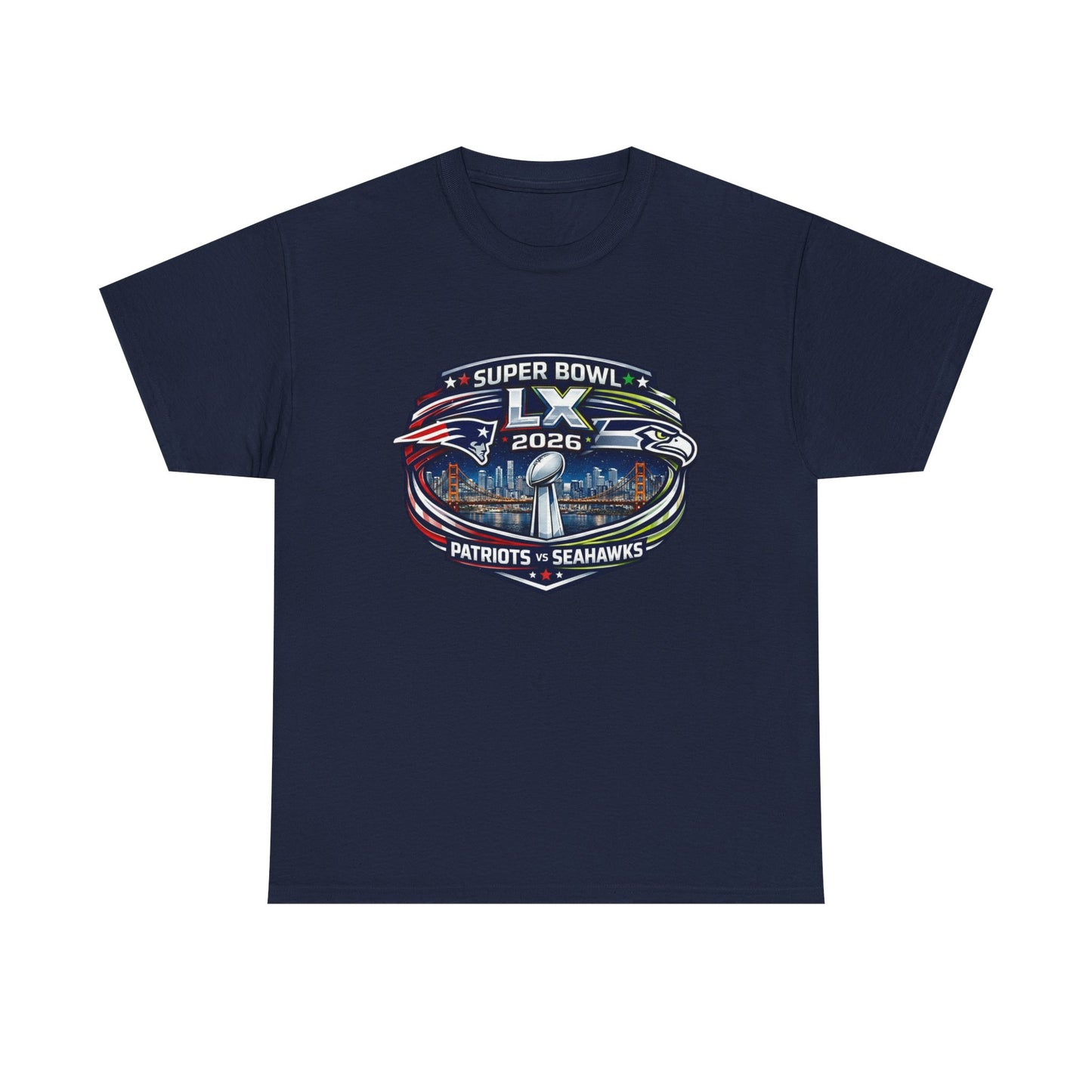 Super Bowl LX 2026 Patriots vs Seahawks T-Shirt — Championship Game Fan Tee