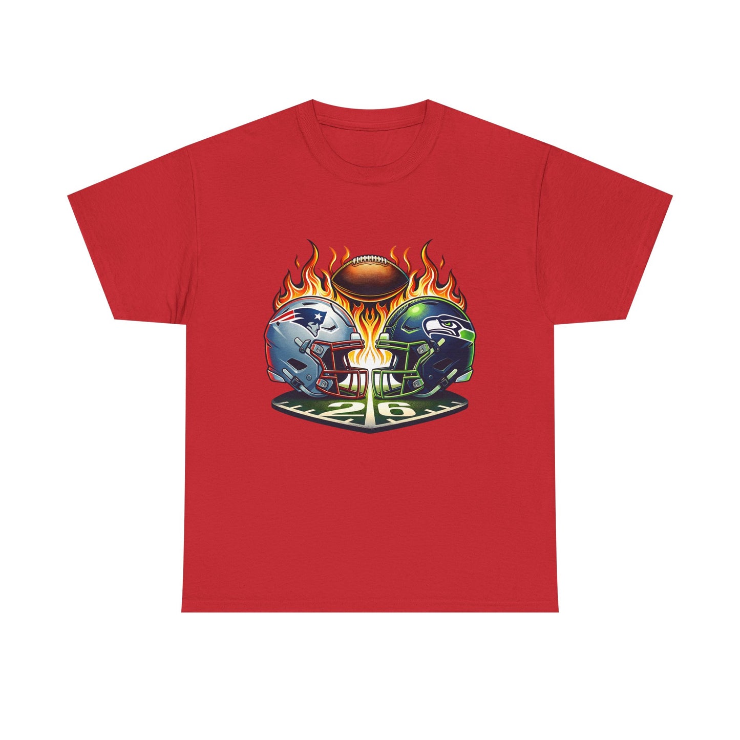 Football Rivalry T-Shirt — Flaming Helmets & Trophy Game Day Tee