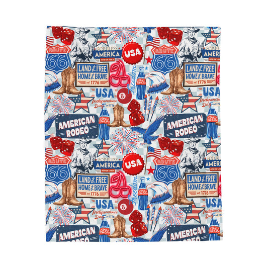 American Rodeo Velveteen Plush Blanket