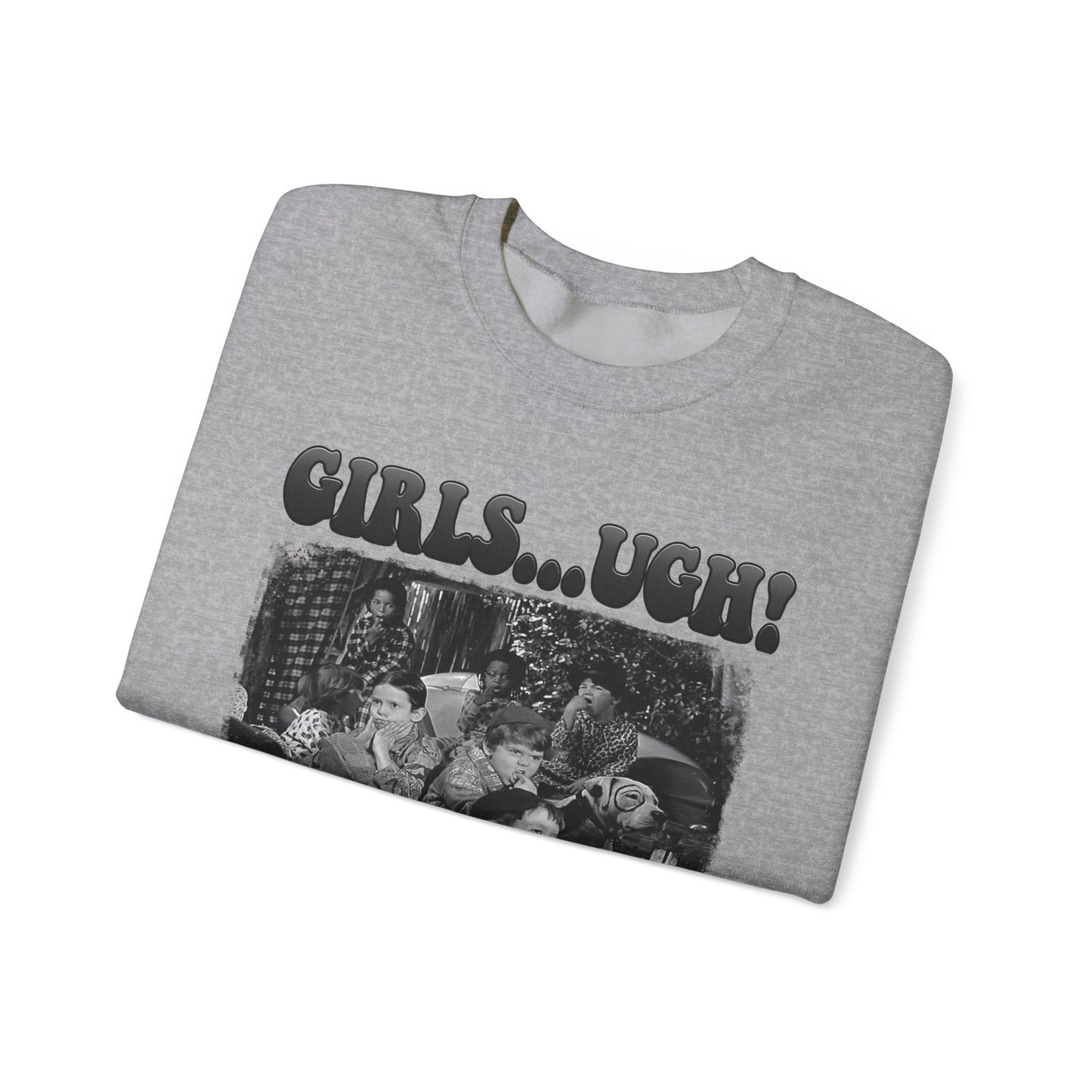 Crewneck Sweatshirt — 'GIRLS...UGH!' Retro Grunge Graphic Pullover