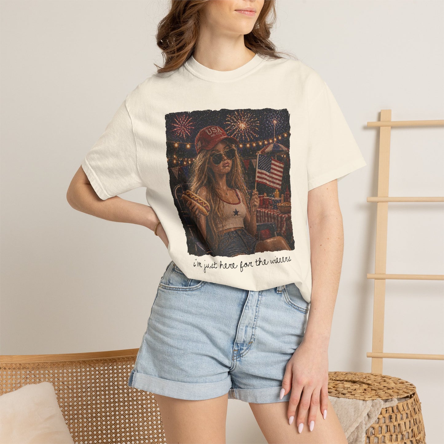 "I’m Just Here for the wieners" Patriotic Fireworks T-Shirt