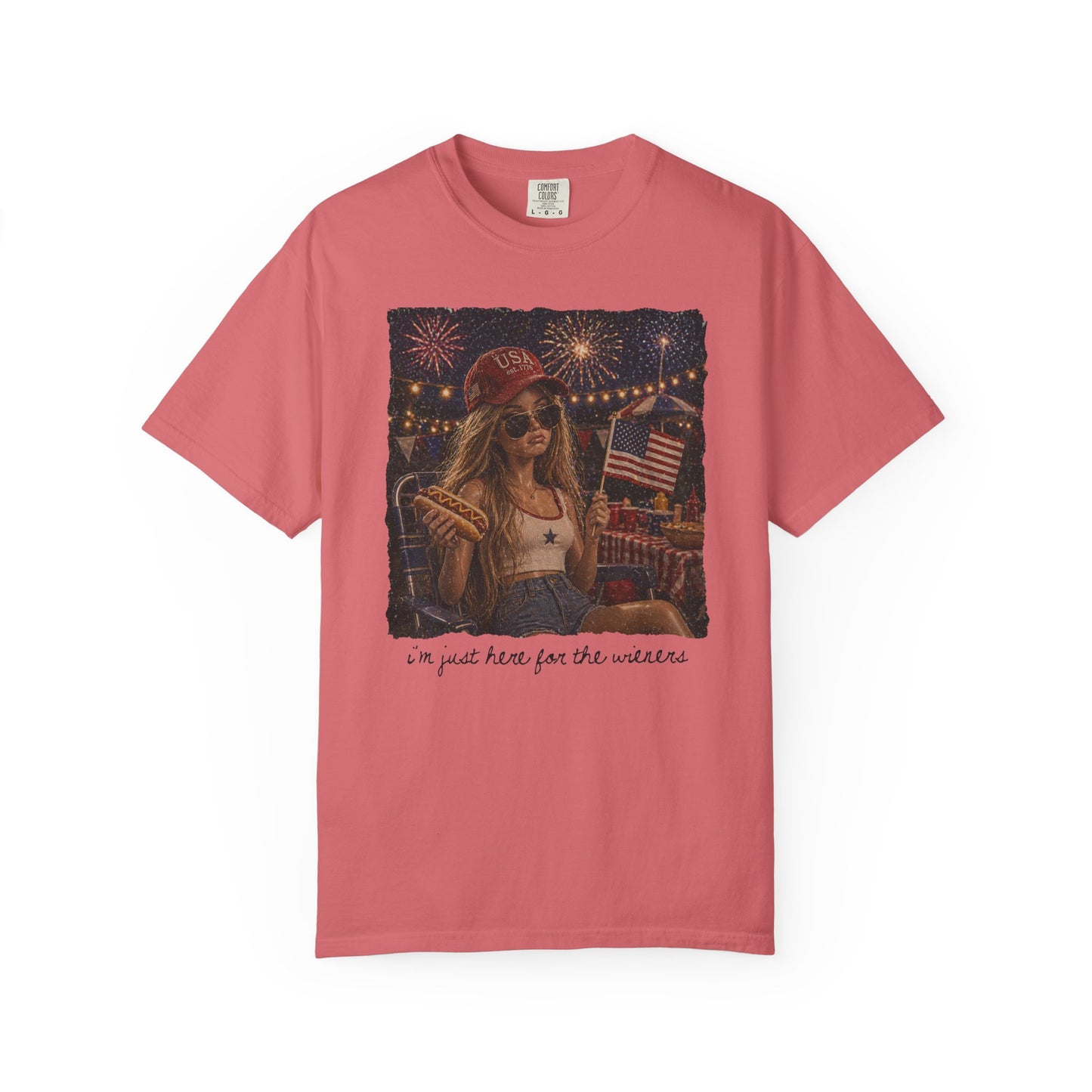 "I’m Just Here for the wieners" Patriotic Fireworks T-Shirt