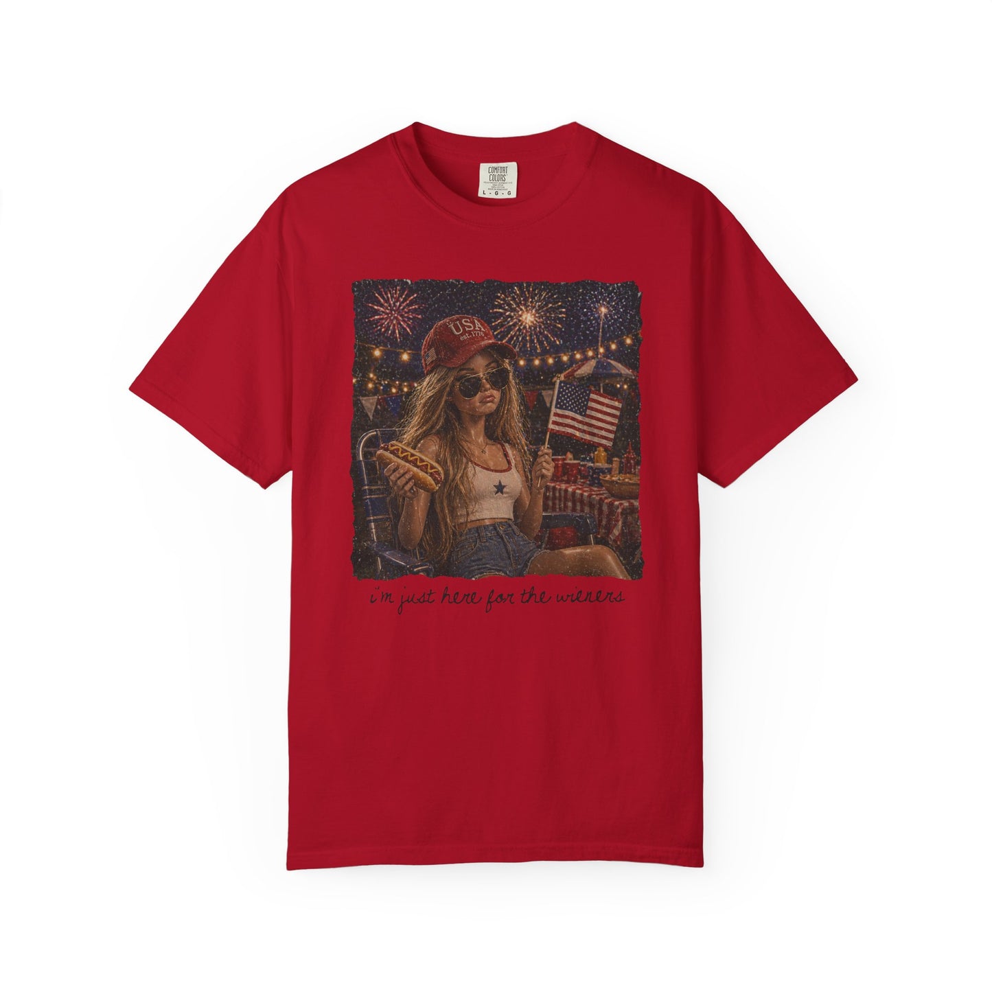 "I’m Just Here for the wieners" Patriotic Fireworks T-Shirt