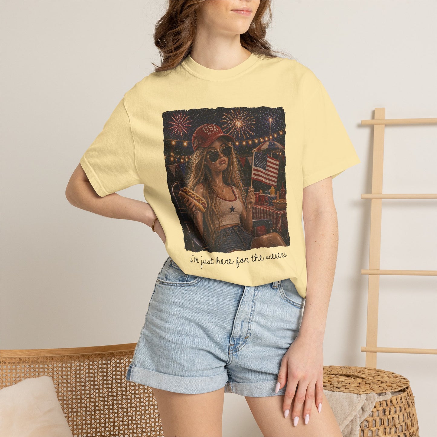 "I’m Just Here for the wieners" Patriotic Fireworks T-Shirt