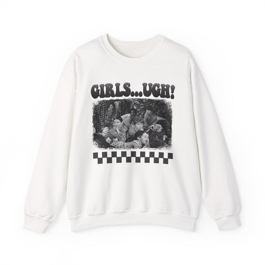 Crewneck Sweatshirt — 'GIRLS...UGH!' Retro Grunge Graphic Pullover