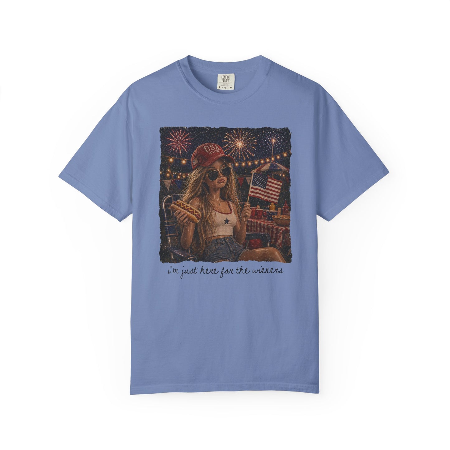 "I’m Just Here for the wieners" Patriotic Fireworks T-Shirt