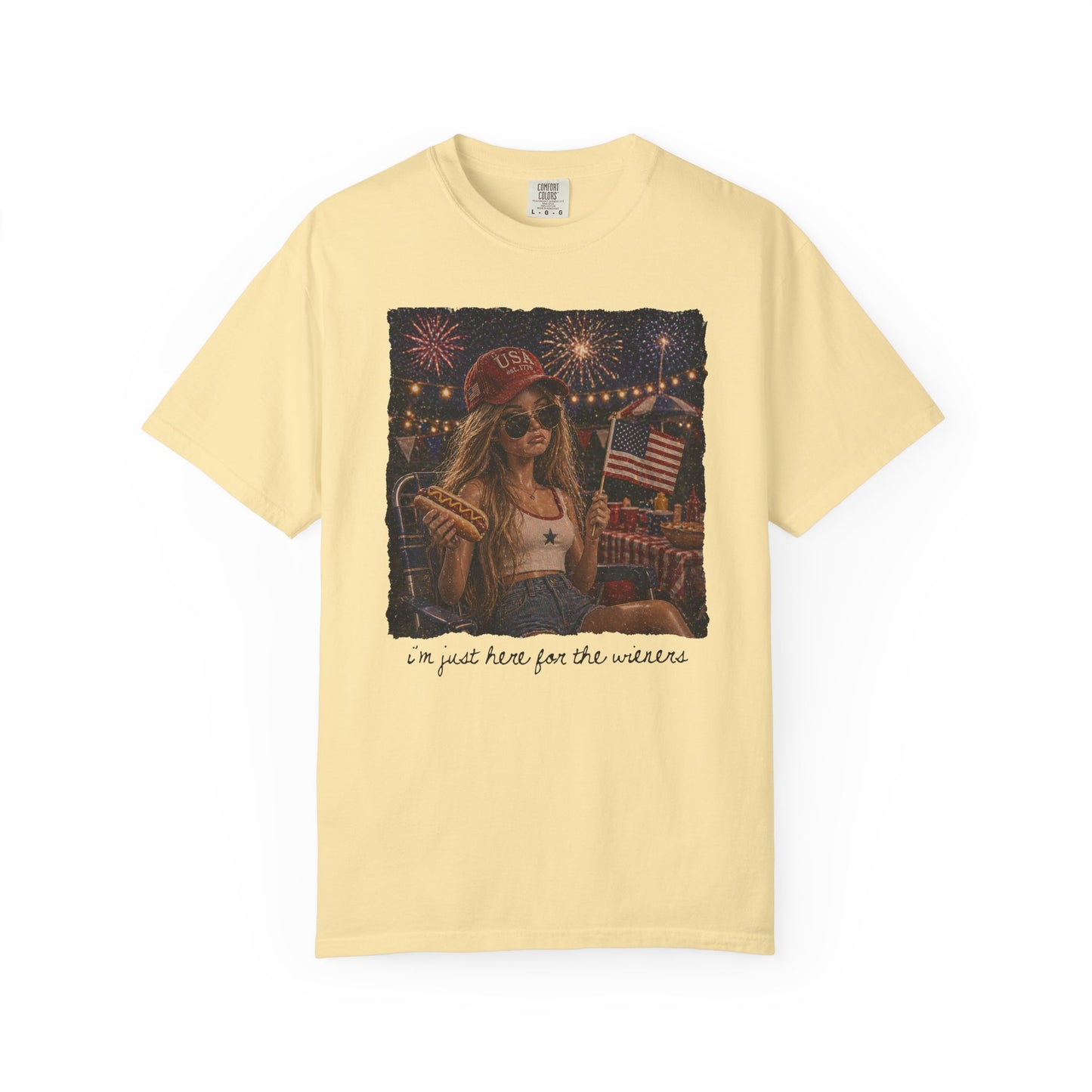 "I’m Just Here for the wieners" Patriotic Fireworks T-Shirt
