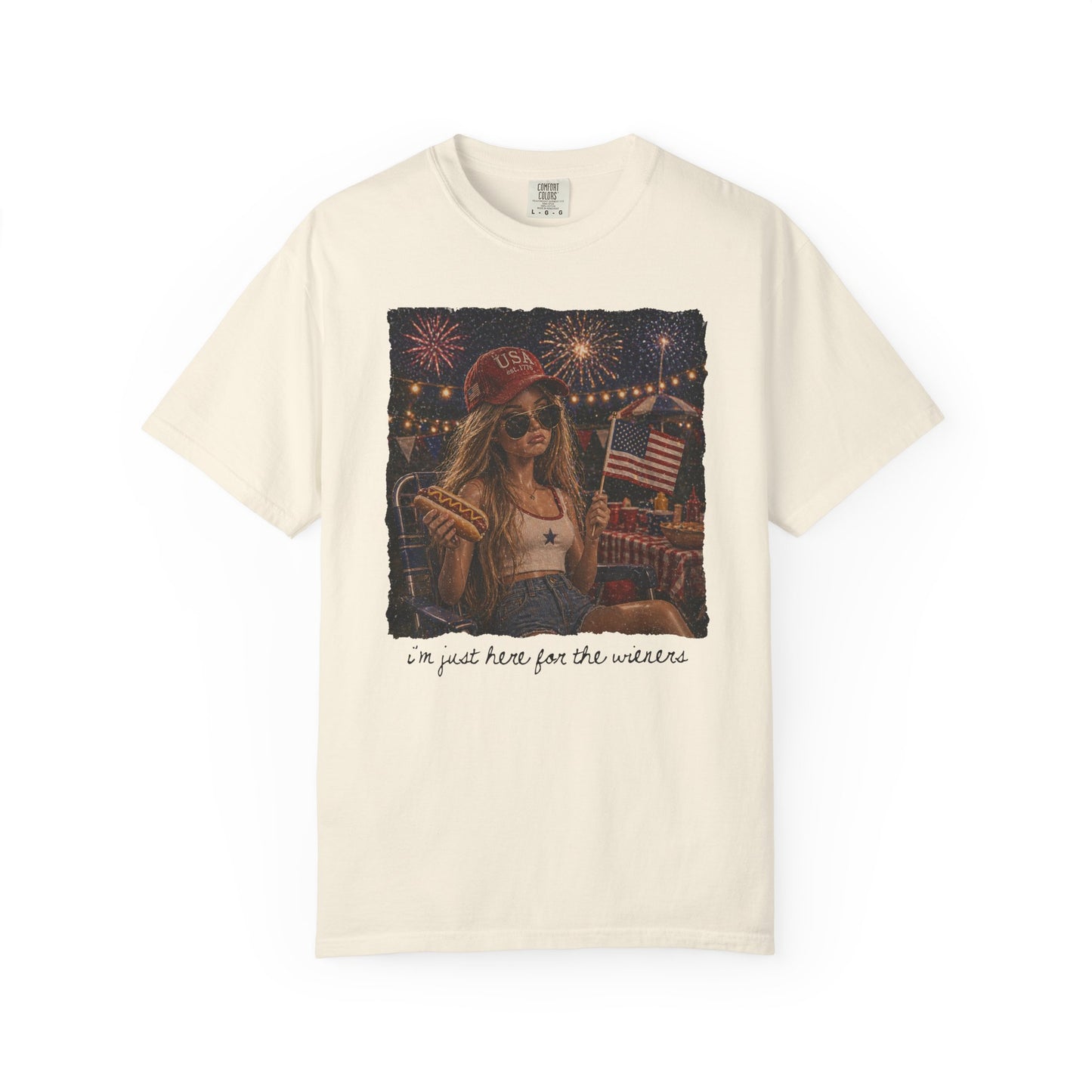 "I’m Just Here for the wieners" Patriotic Fireworks T-Shirt