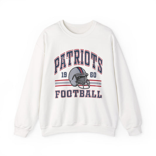 Patriots Football Crewneck Sweatshirt — Vintage Helmet & 1960 Collegiate Pullover